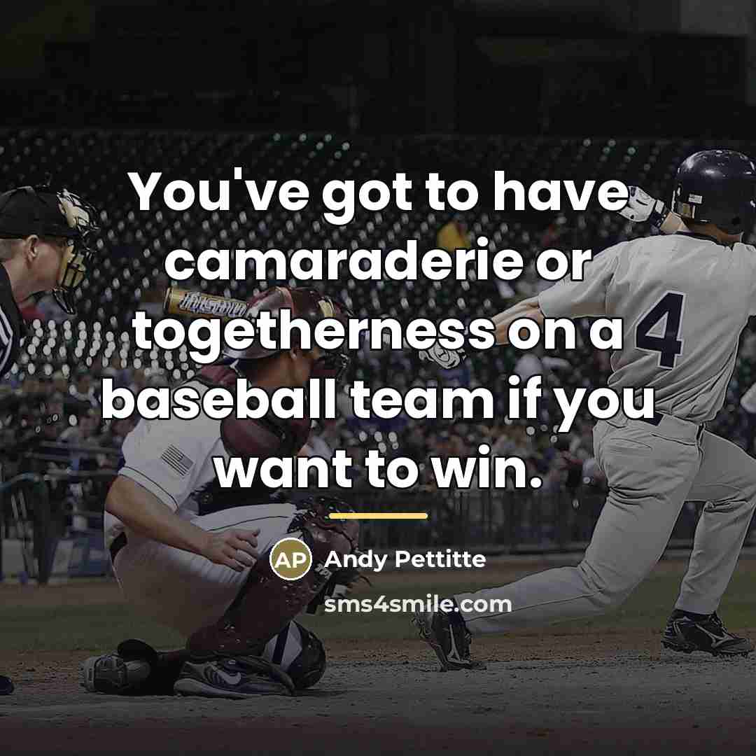 “You've got to have camaraderie or togetherness on a baseball…” quote by Andy Pettitte