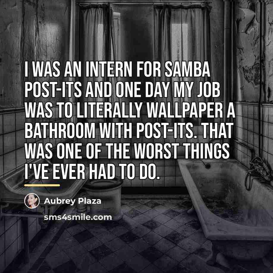 “I was an intern for Samba Post-Its and one day…” quote by Aubrey Plaza