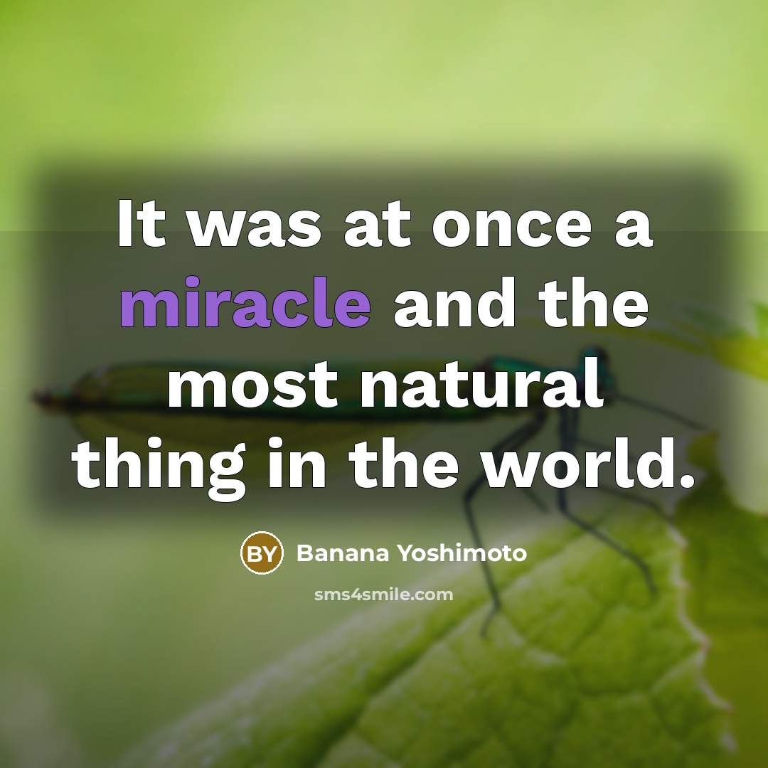 “It was at once a miracle and the most natural…” quote by Banana Yoshimoto