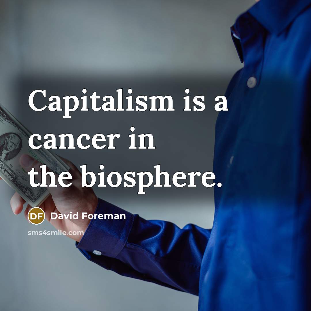 “Capitalism is a cancer in the biosphere.…” quote by David Foreman