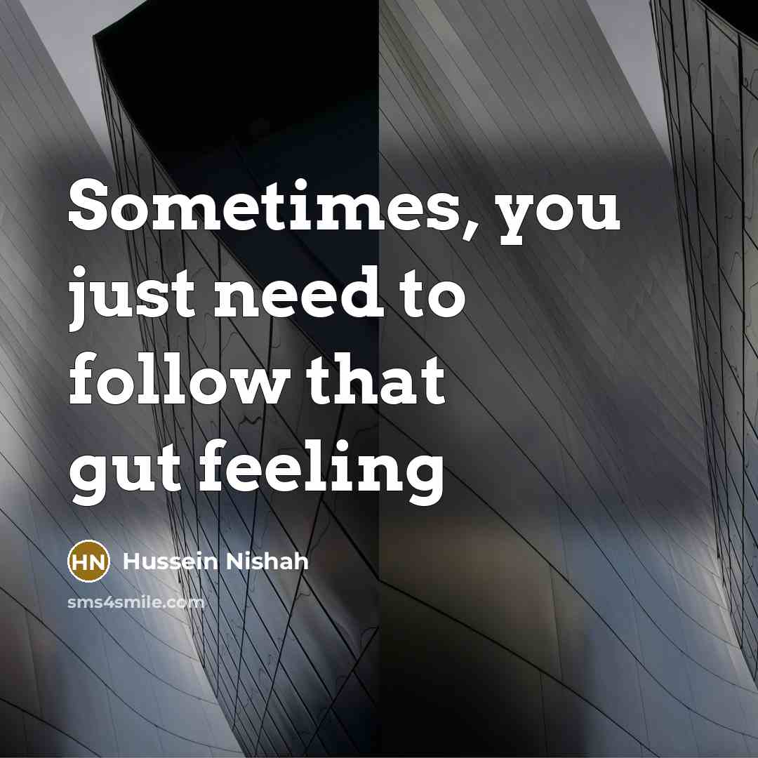 “Sometimes, you just need to follow that gut feeling…” quote by Hussein Nishah