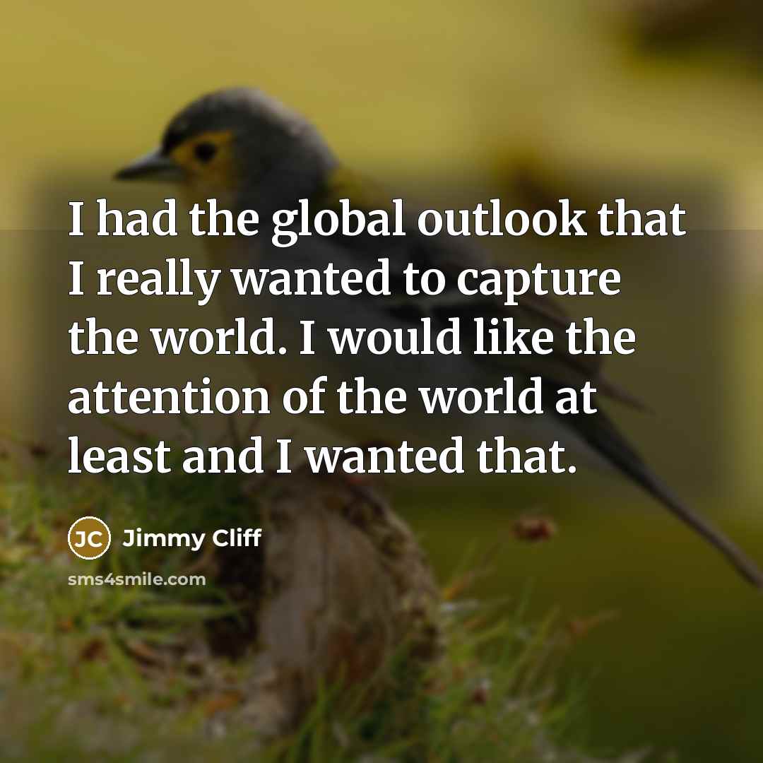 “I had the global outlook that I really wanted to…” quote by Jimmy Cliff