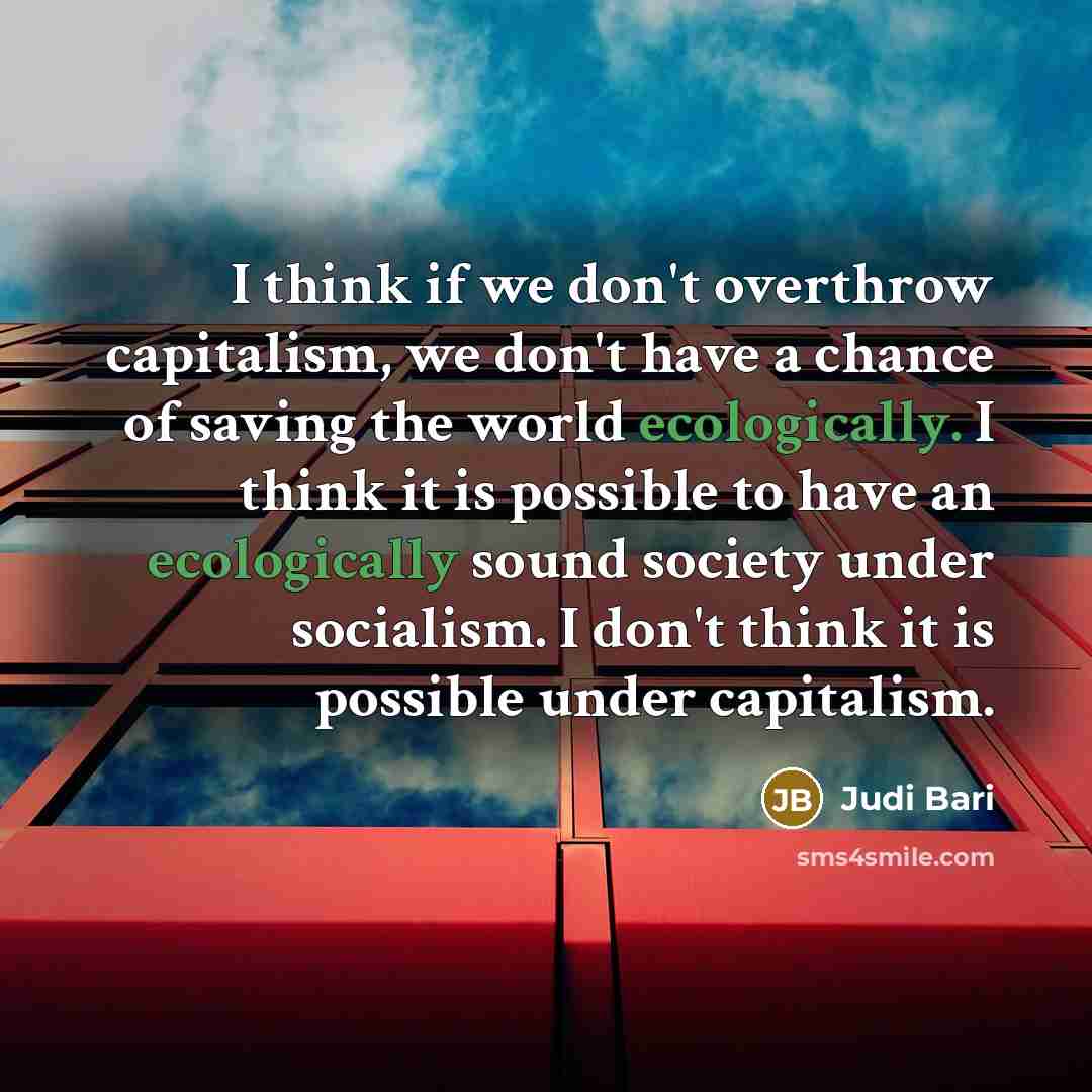 “I think if we don't overthrow capitalism, we don't have…” quote by Judi Bari