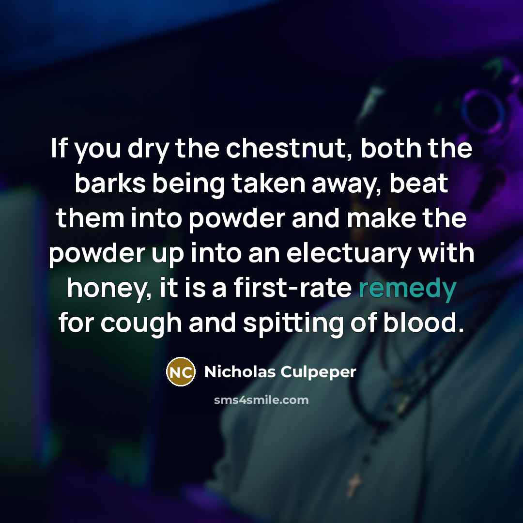 “If you dry the chestnut, both the barks being taken…” quote by Nicholas Culpeper