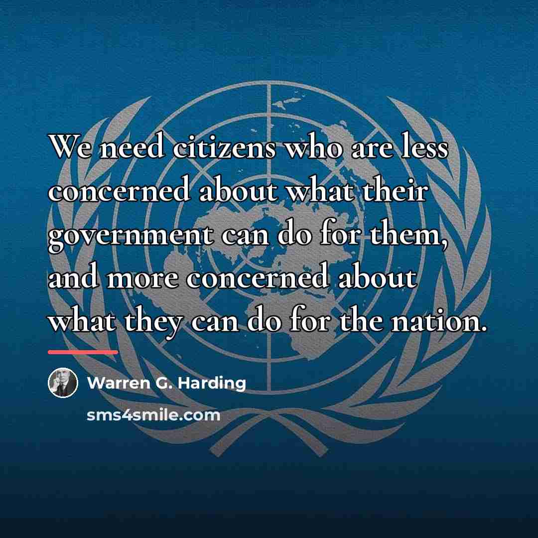 “We need citizens who are less concerned about what their…” quote by Warren G. Harding