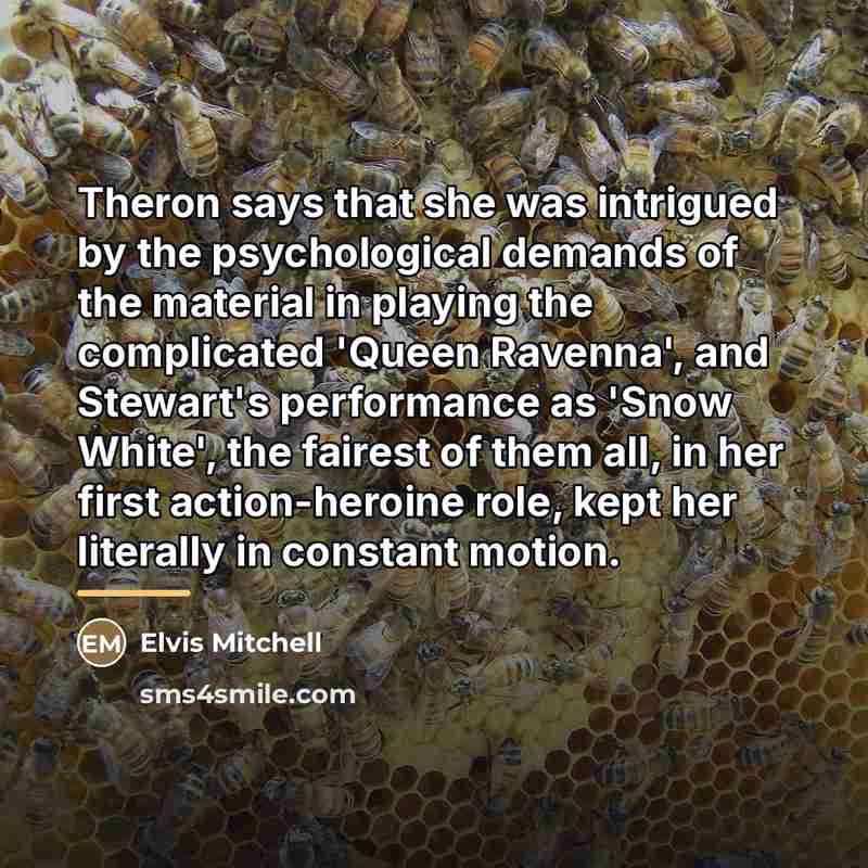 “Theron says that she was intrigued by the psychological demands…” quote by Elvis Mitchell