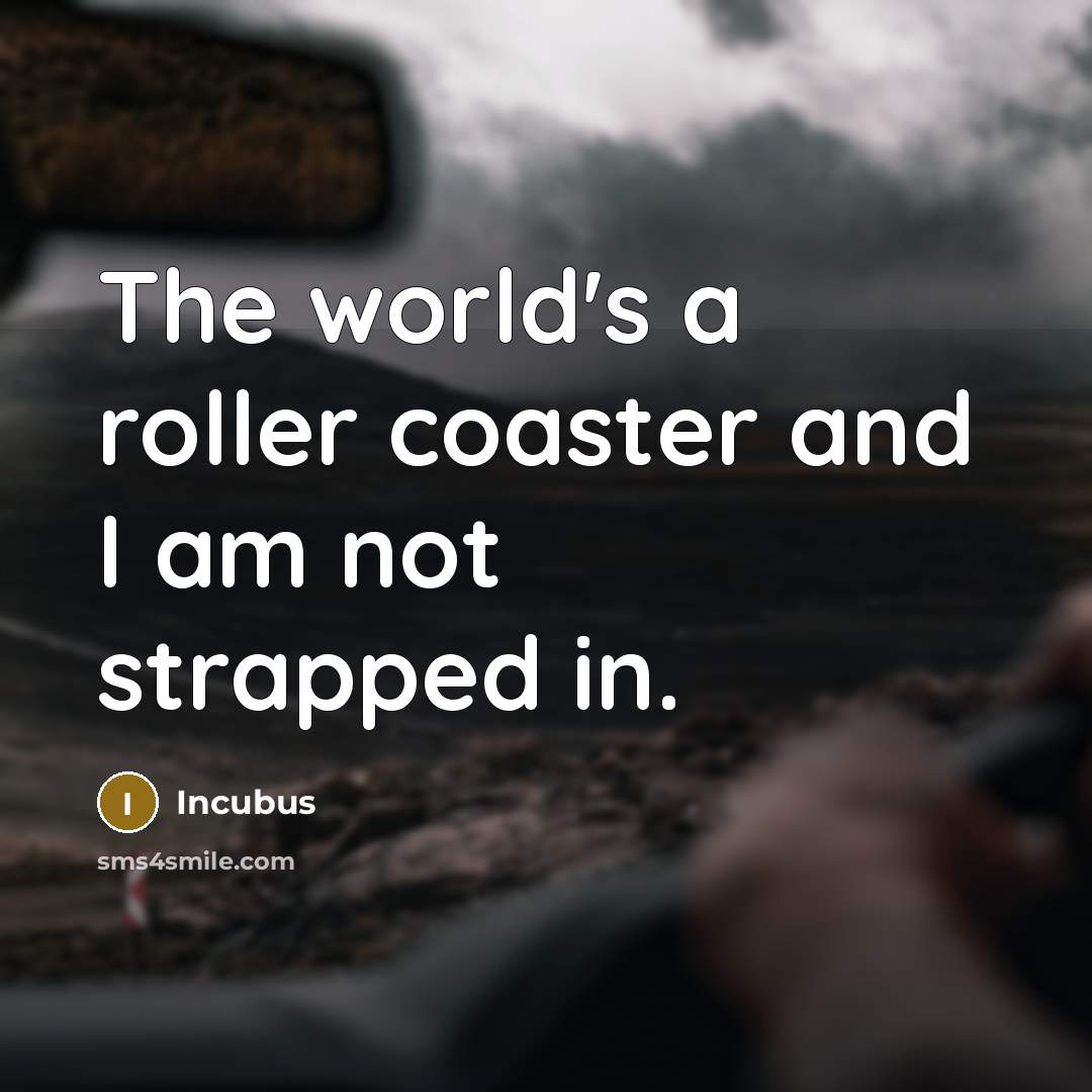 “The world's a roller coaster and I am not strapped…” quote by Incubus
