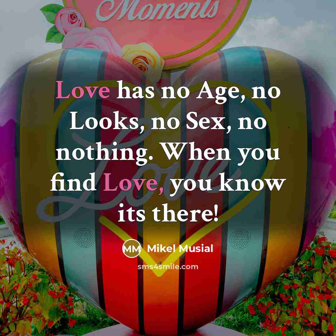 “Love has no Age, no Looks, no Sex, no nothing.…” quote by Mikel Musial