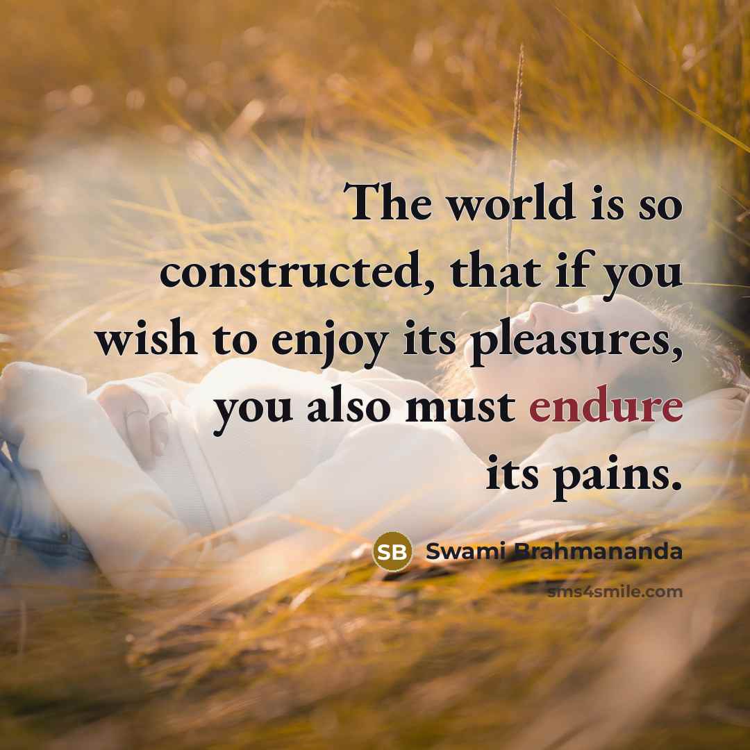 “The world is so constructed, that if you wish to…” quote by Swami Brahmananda