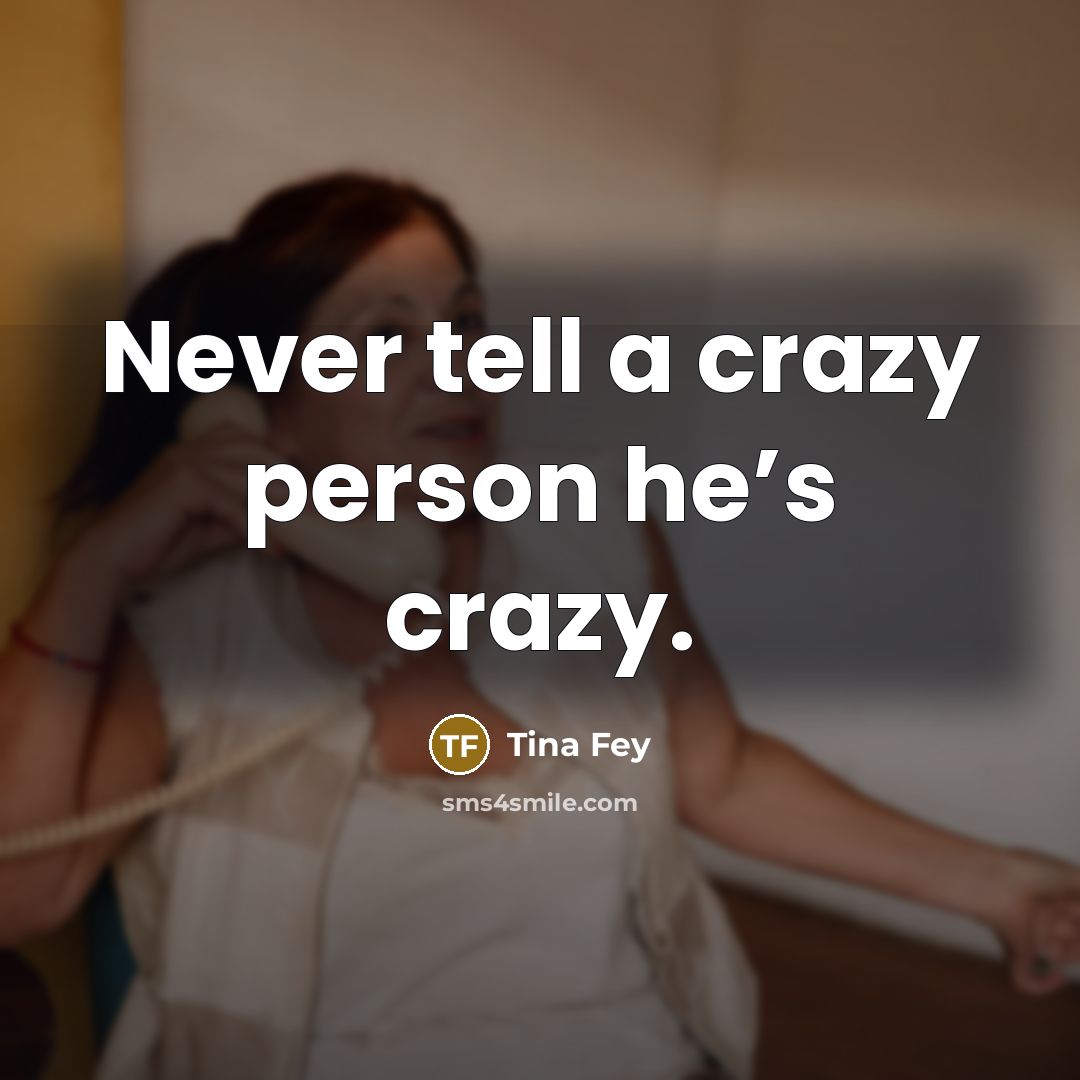 “Never tell a crazy person he’s crazy.…” quote by Tina Fey