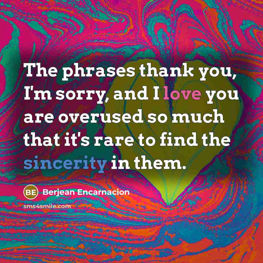 “The phrases thank you, I'm sorry, and I love you…” quote by Berjean Encarnacion