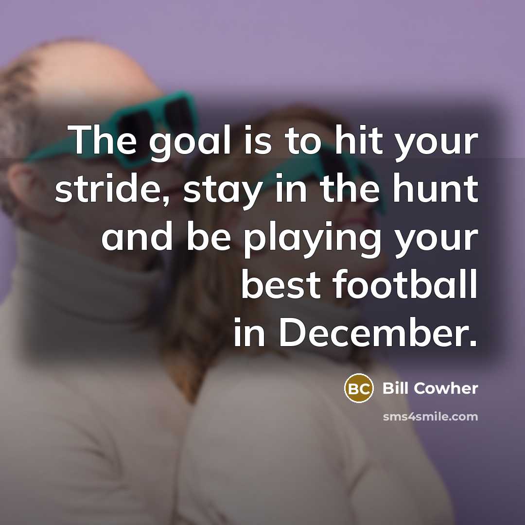 “The goal is to hit your stride, stay in the…” quote by Bill Cowher