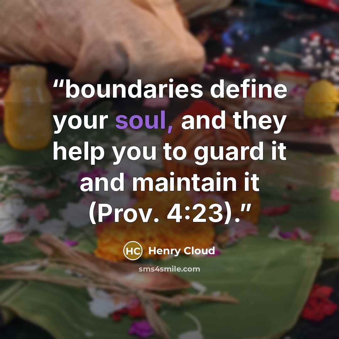 “boundaries define your soul, and they help you to guard it and maintain it (Prov. 4:23).” quote by Henry Cloud