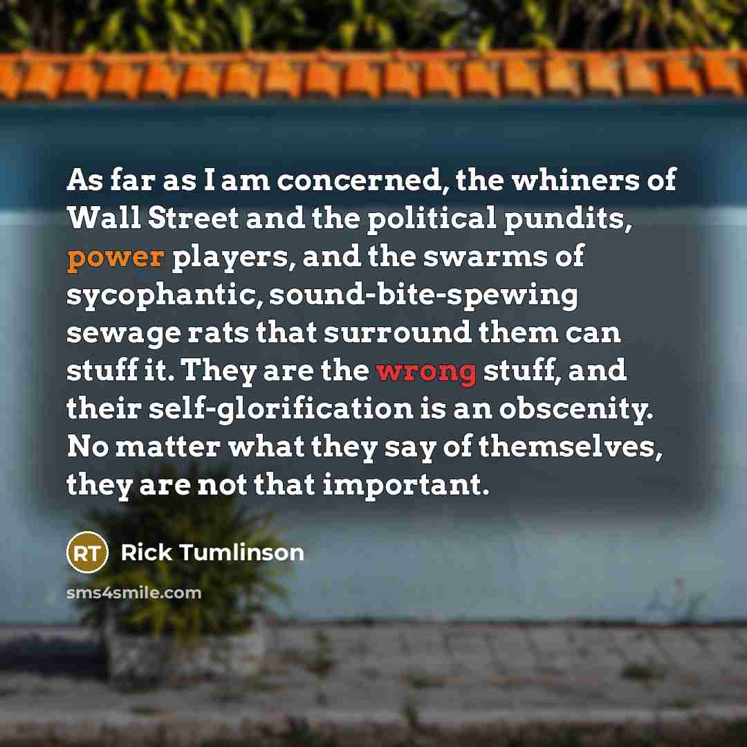 “As far as I am concerned, the whiners of Wall…” quote by Rick Tumlinson