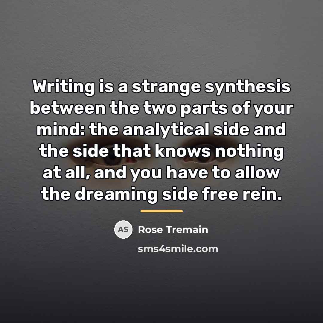 “Writing is a strange synthesis between the two parts of…” quote by Rose Tremain