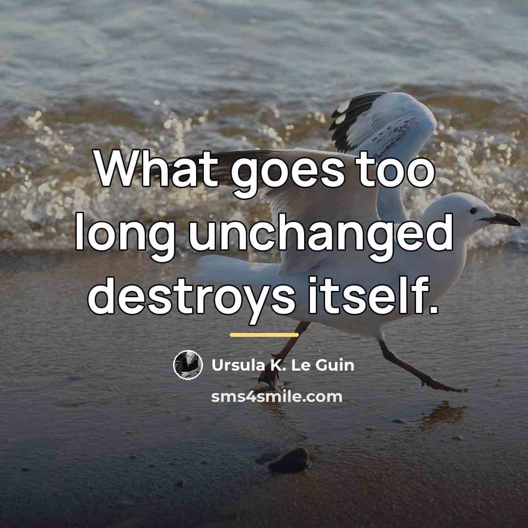 “What goes too long unchanged destroys itself.…” quote by Ursula K. Le Guin