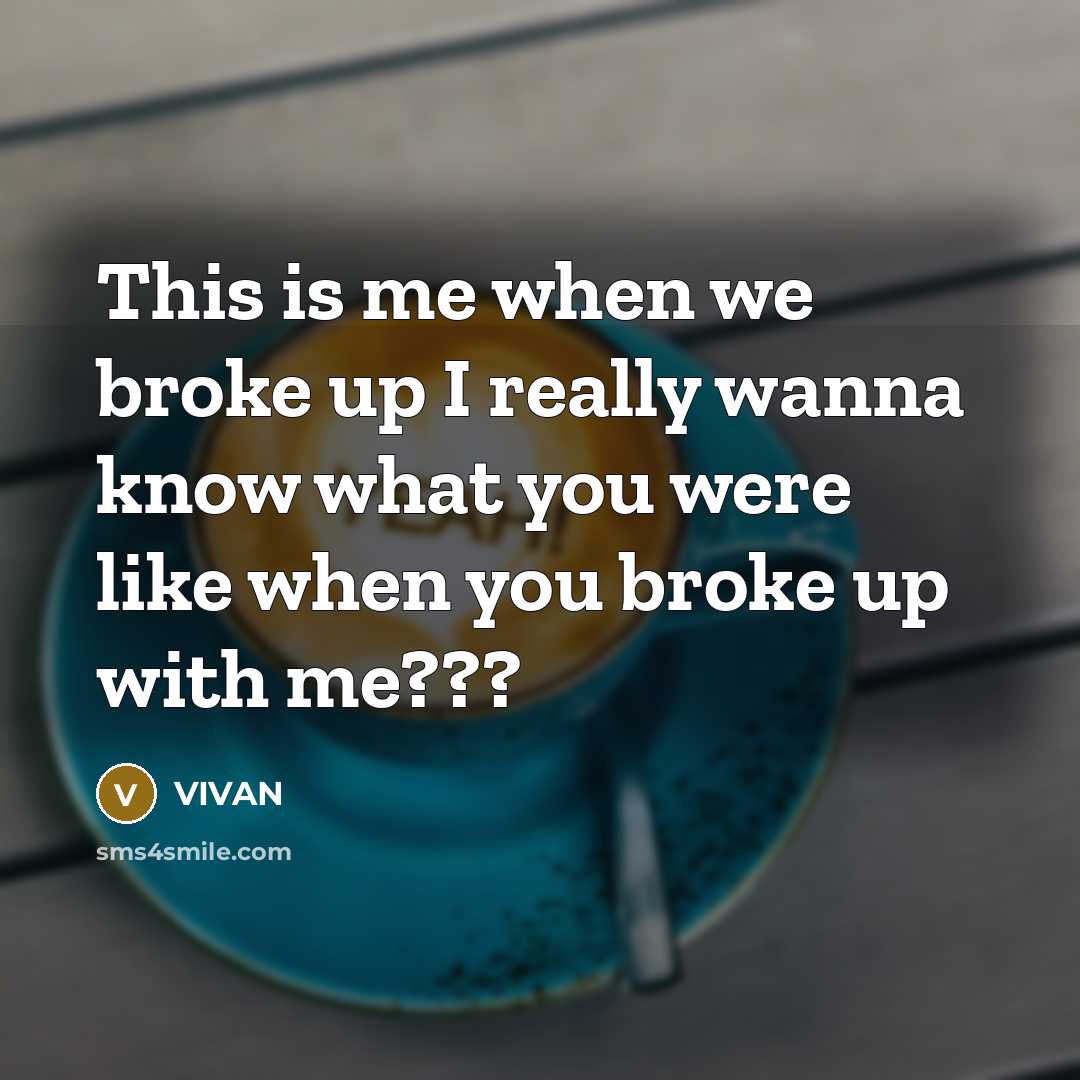 “This is me when we broke up I really wanna know what you were like when you broke up with me???” quote by VIVAN