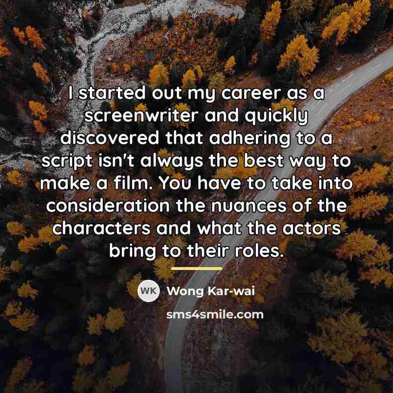 “I started out my career as a screenwriter and quickly…” quote by Wong Kar-wai