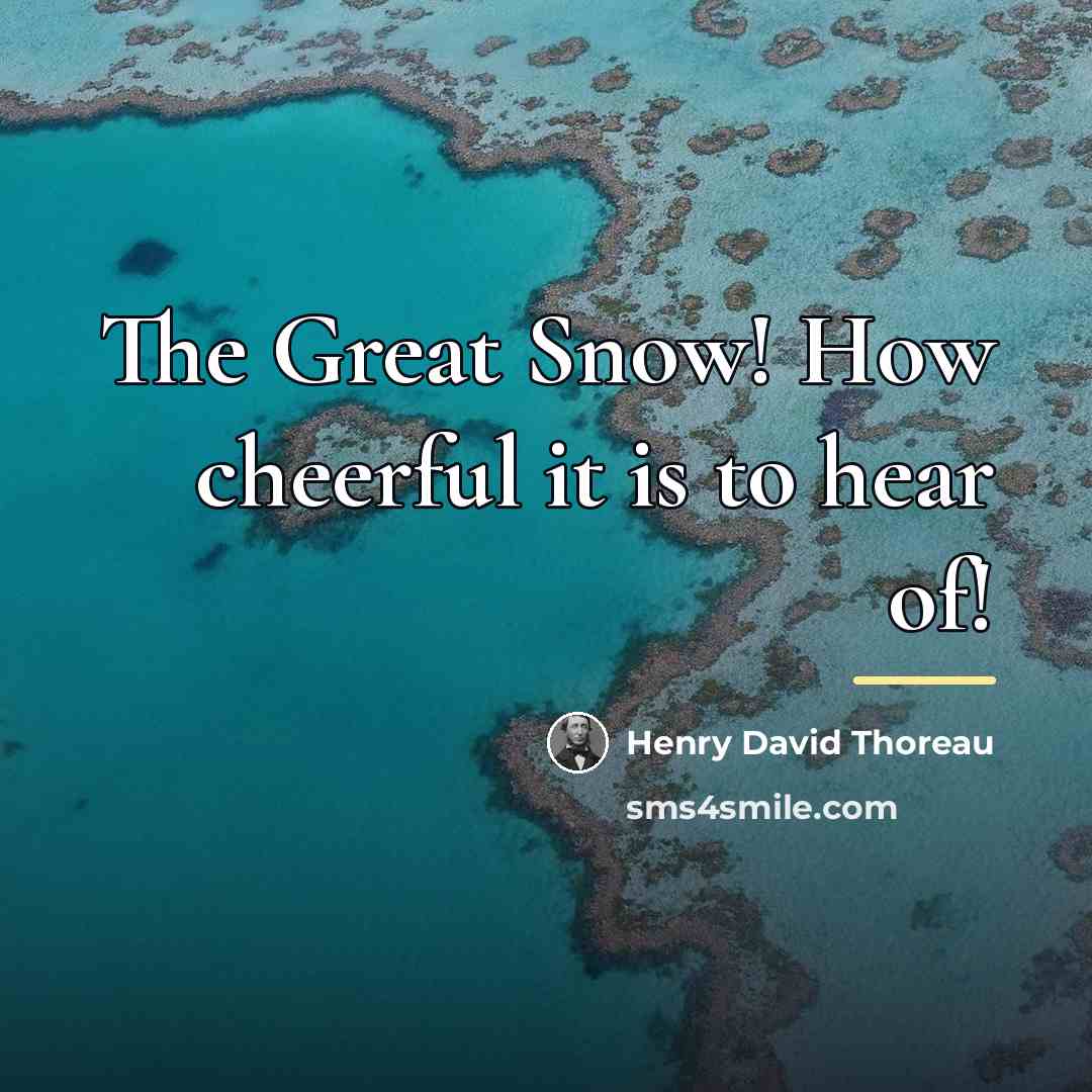 “The Great Snow! How cheerful it is to hear of!…” quote by Henry David Thoreau