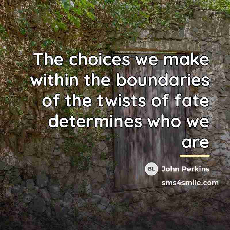 “The choices we make within the boundaries of the twists…” quote by John Perkins