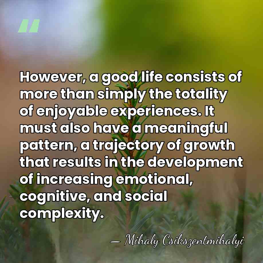 However, a good life consists of more than simply the totality of&hellip; - Mihaly Csikszentmihalyi