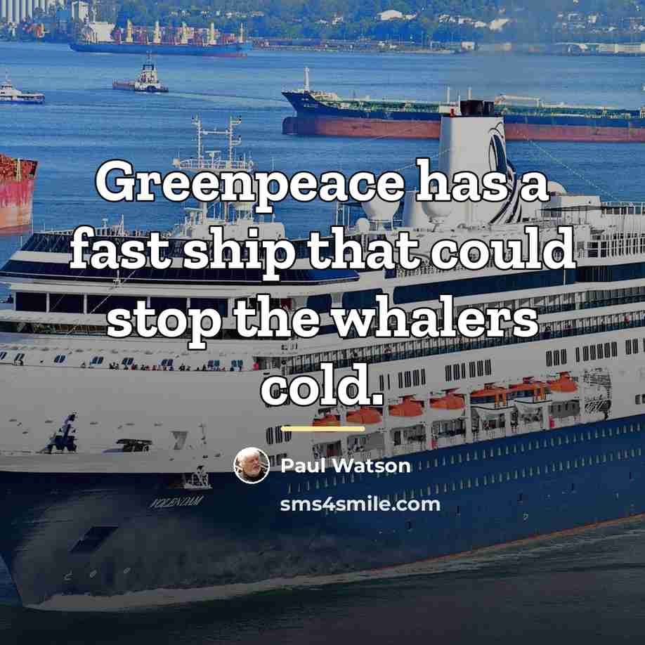 “Greenpeace has a fast ship that could stop the whalers…” quote by Paul Watson