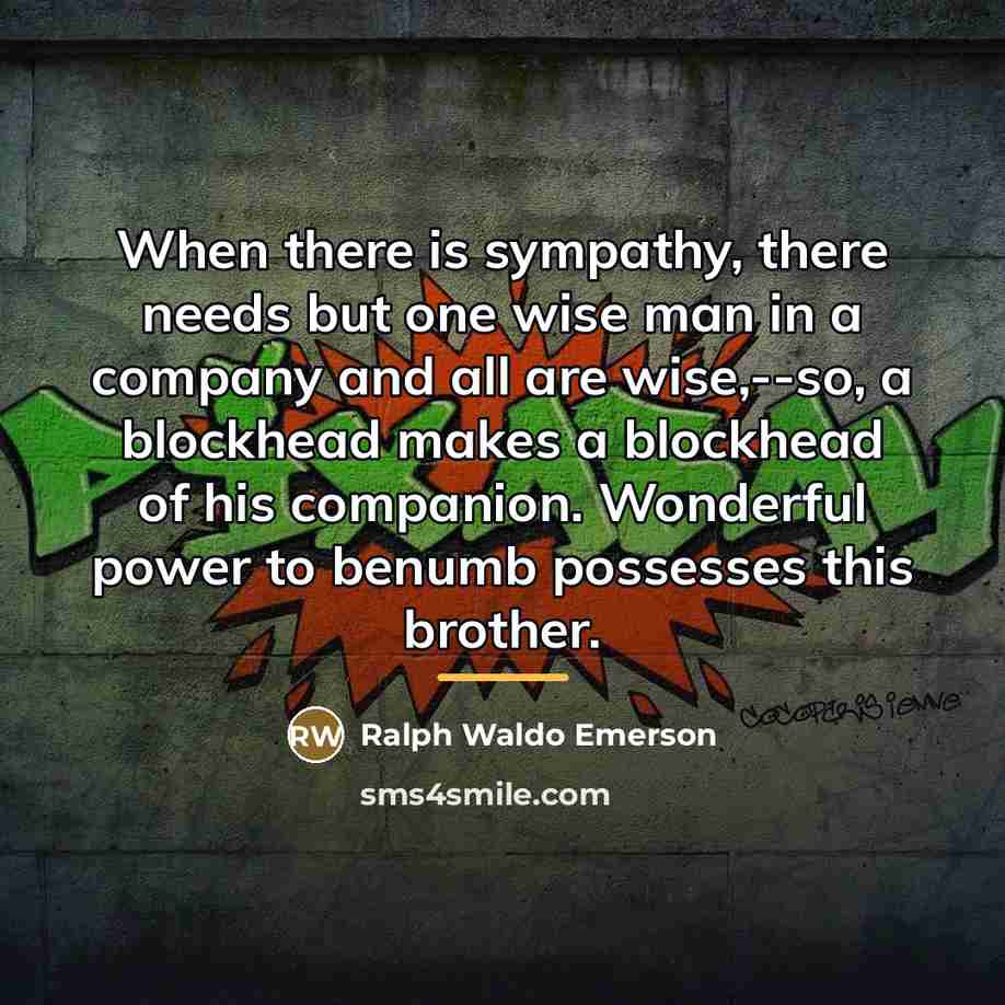 “When there is sympathy, there needs but one wise man…” quote by Ralph Waldo Emerson