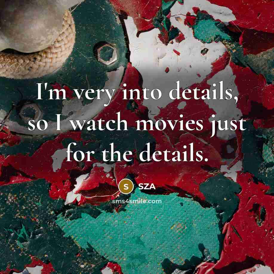“I'm very into details, so I watch movies just for…” quote by SZA