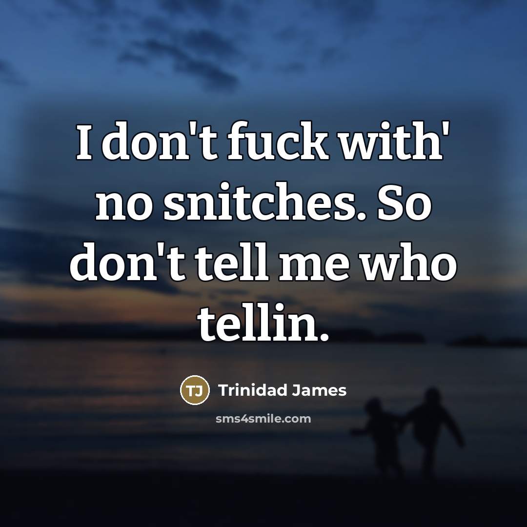 “I don't fuck with' no snitches. So don't tell me…” quote by Trinidad James