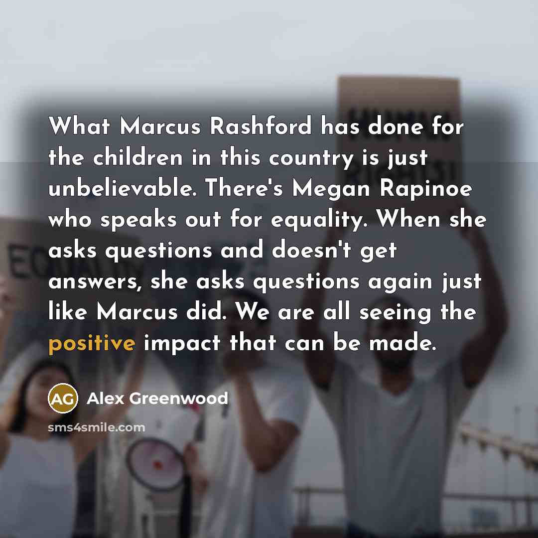 “What Marcus Rashford has done for the children in this…” quote by Alex Greenwood
