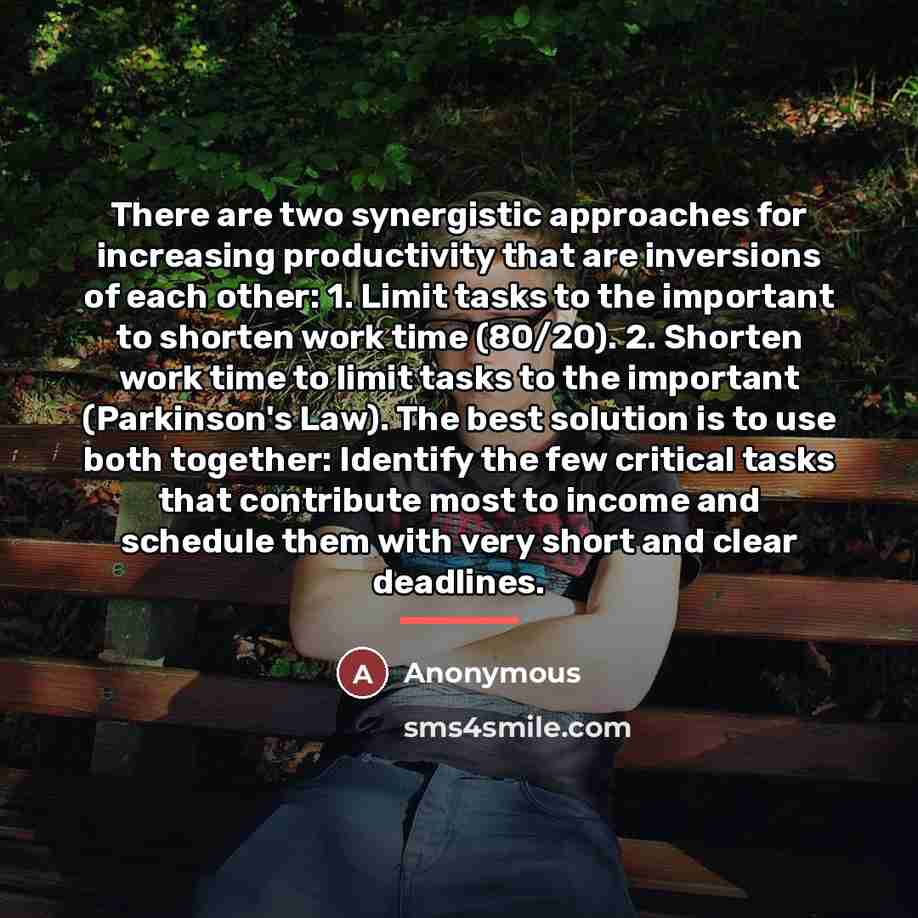 “There are two synergistic approaches for increasing productivity that are…” quote by Anonymous