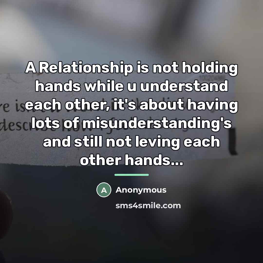 “A Relationship is not holding hands while u understand each…” quote by Anonymous