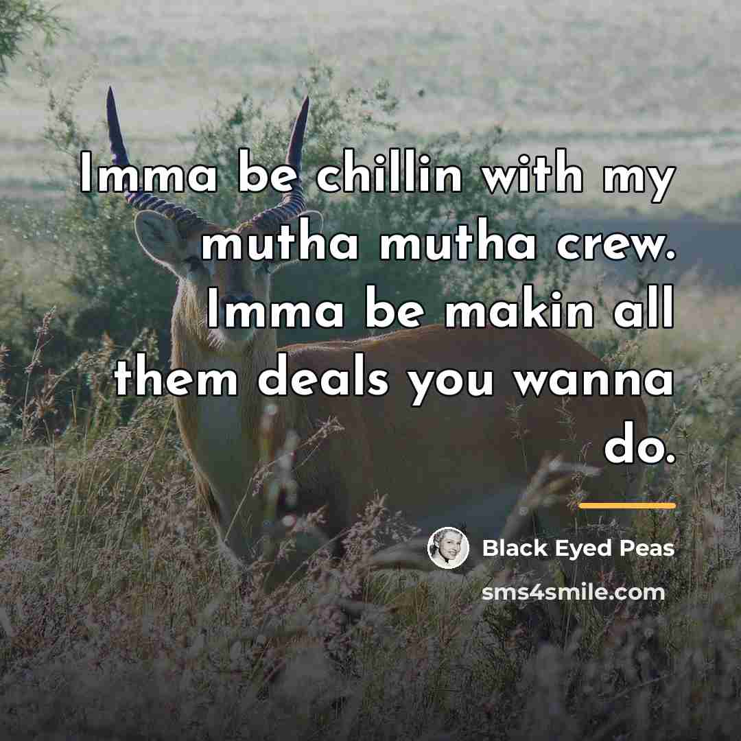 “Imma be chillin with my mutha mutha crew. Imma be…” quote by Black Eyed Peas