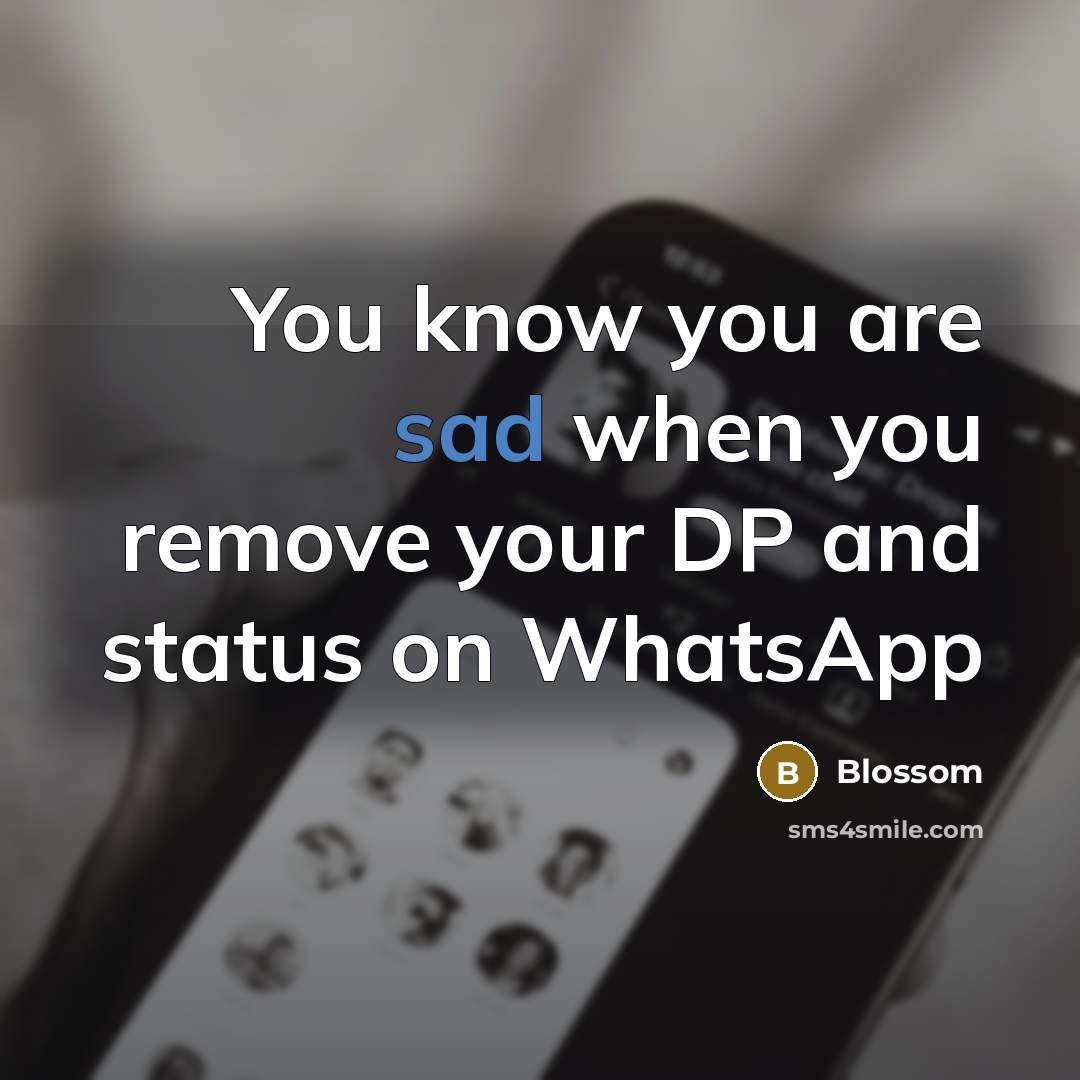 “You know you are sad when you remove your DP…” quote by Blossom