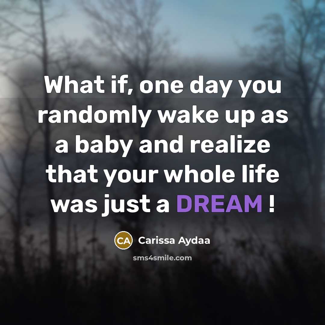 “What if, one day you randomly wake up as a baby and realize that your whole life was just a DREAM !” quote by Carissa Aydaa