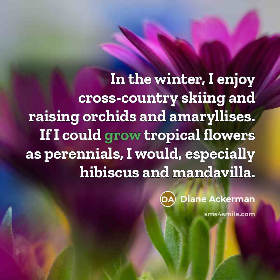 “In the winter, I enjoy cross-country skiing and raising orchids…” quote by Diane Ackerman