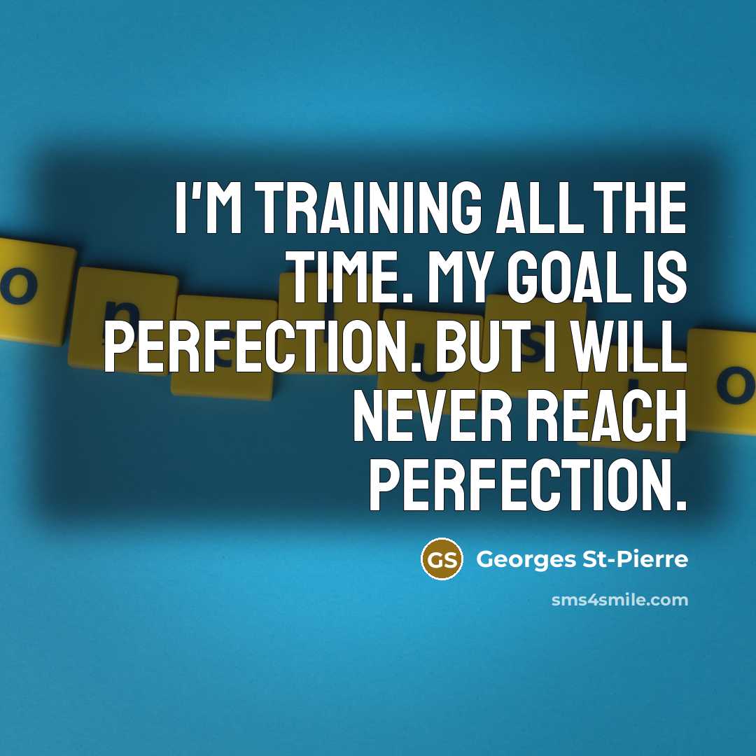 “I'm training all the time. My goal is perfection. But…” quote by Georges St-Pierre