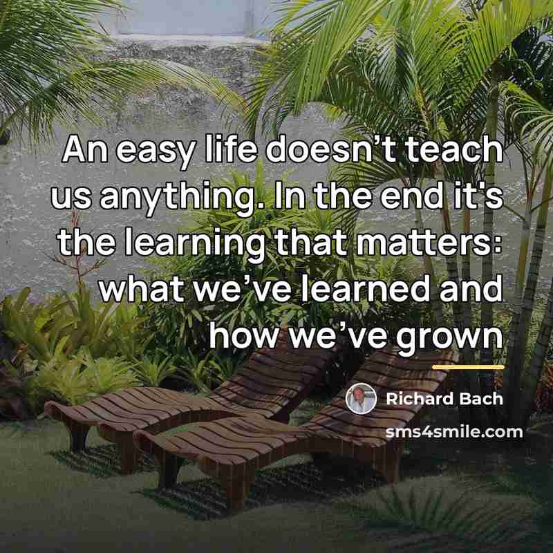 “An easy life doesn't teach us anything. In the end…” quote by Richard Bach