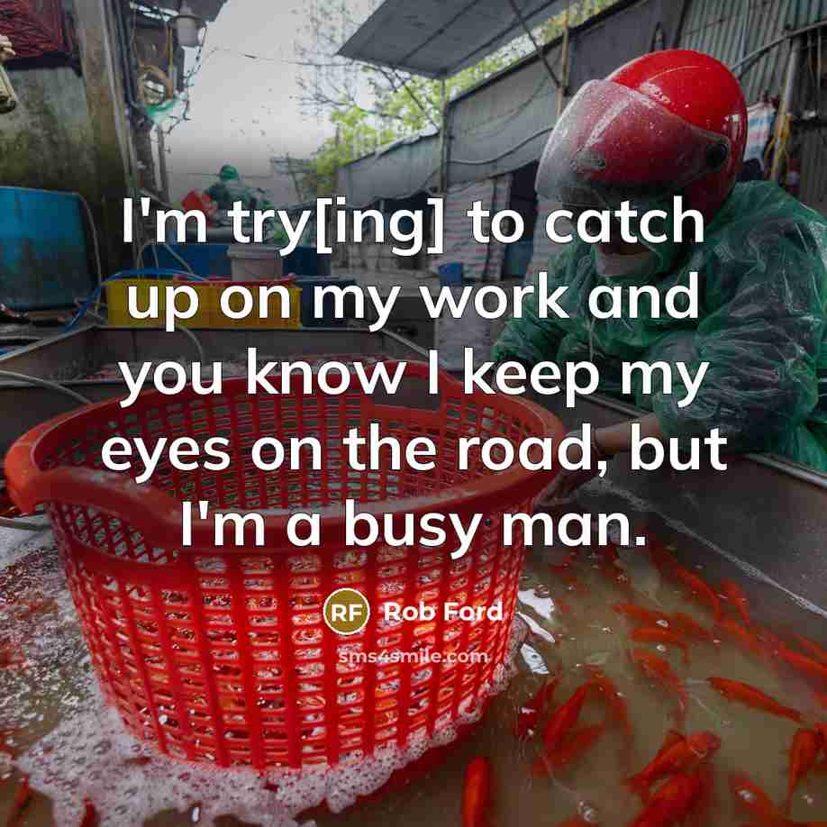 “I'm try[ing] to catch up on my work and you…” quote by Rob Ford