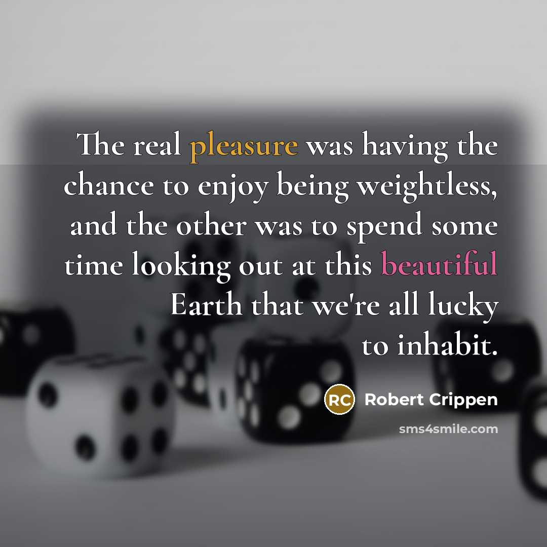 “The real pleasure was having the chance to enjoy being…” quote by Robert Crippen