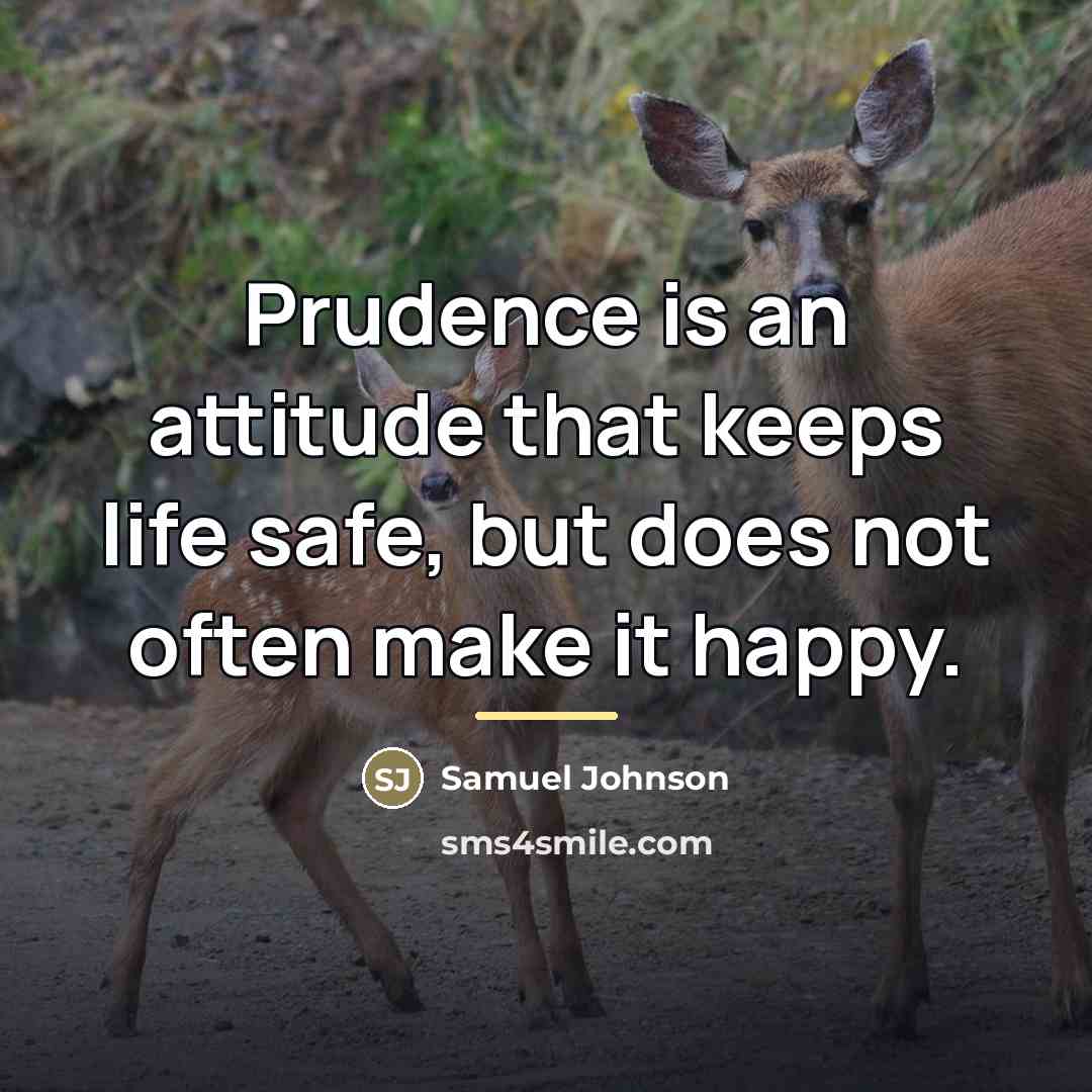 “Prudence is an attitude that keeps life safe, but does…” quote by Samuel Johnson