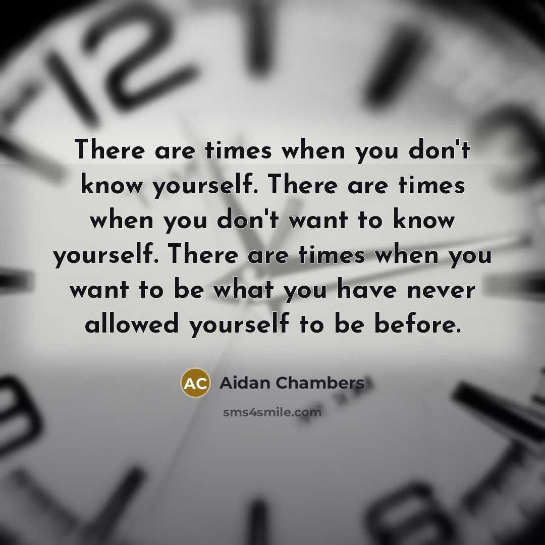 “There are times when you don't know yourself. There are…” quote by Aidan Chambers