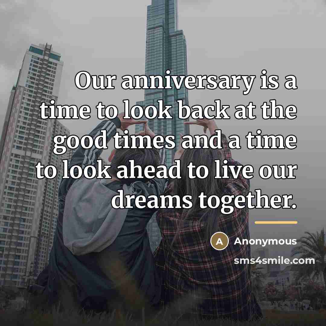 “Our anniversary is a time to look back at the…” quote by Anonymous