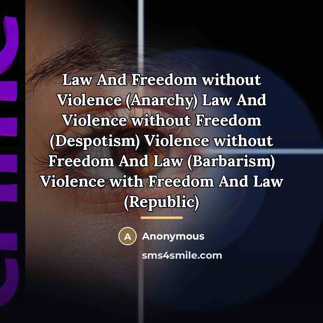 “Law And Freedom without Violence (Anarchy) Law And Violence without…” quote by Anonymous