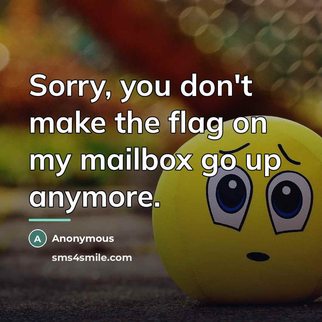 “Sorry, you don't make the flag on my mailbox go…” quote by Anonymous