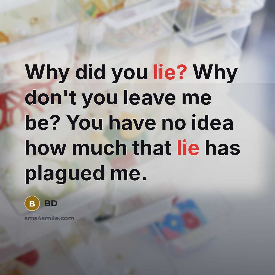 “Why did you lie? Why don't you leave me be?…” quote by BD