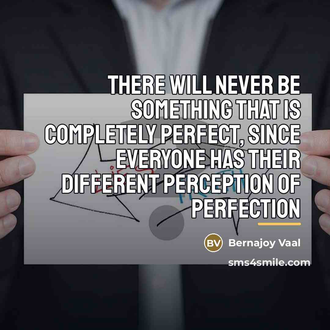 “There will never be something that is completely perfect, since…” quote by Bernajoy Vaal
