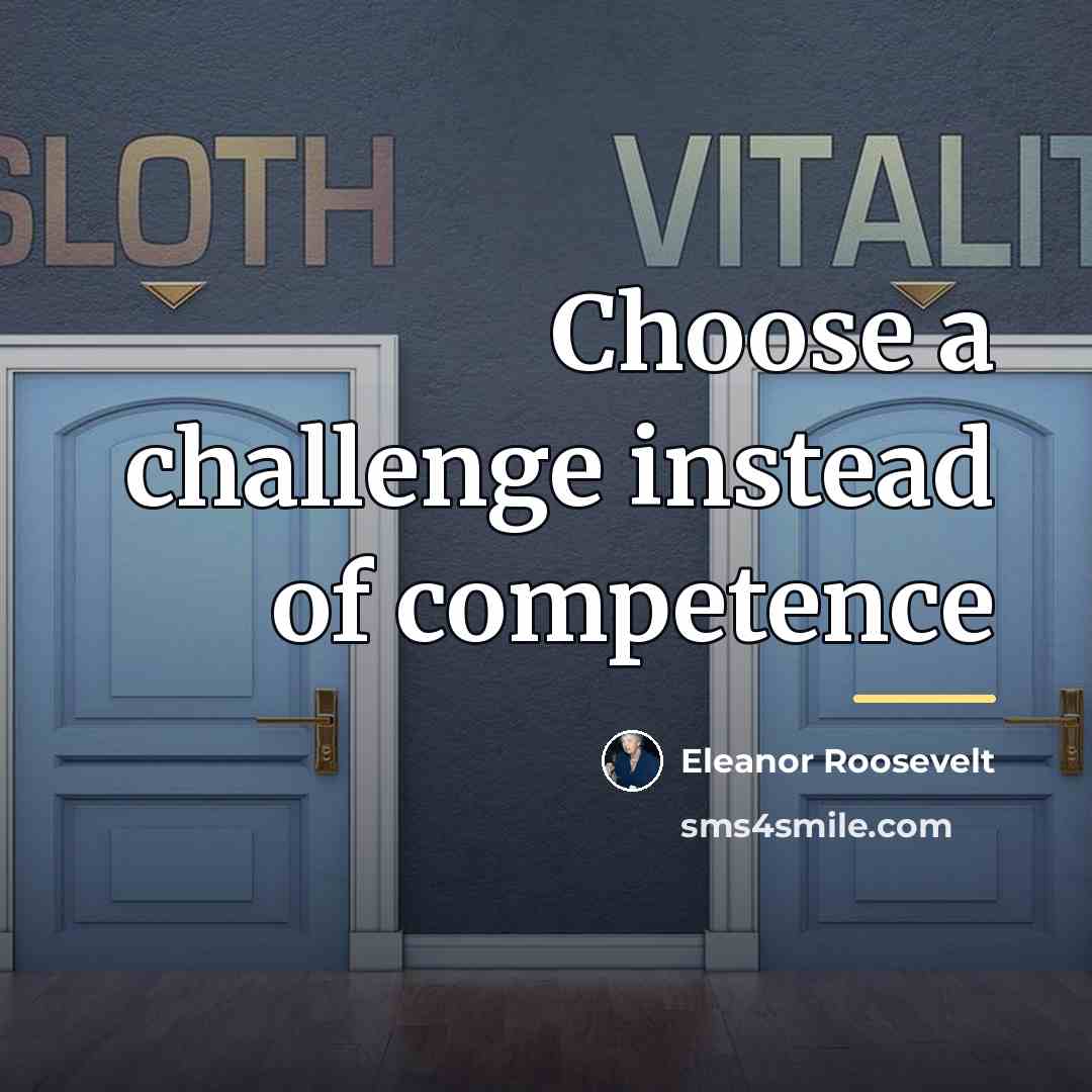 “Choose a challenge instead of competence…” quote by Eleanor Roosevelt
