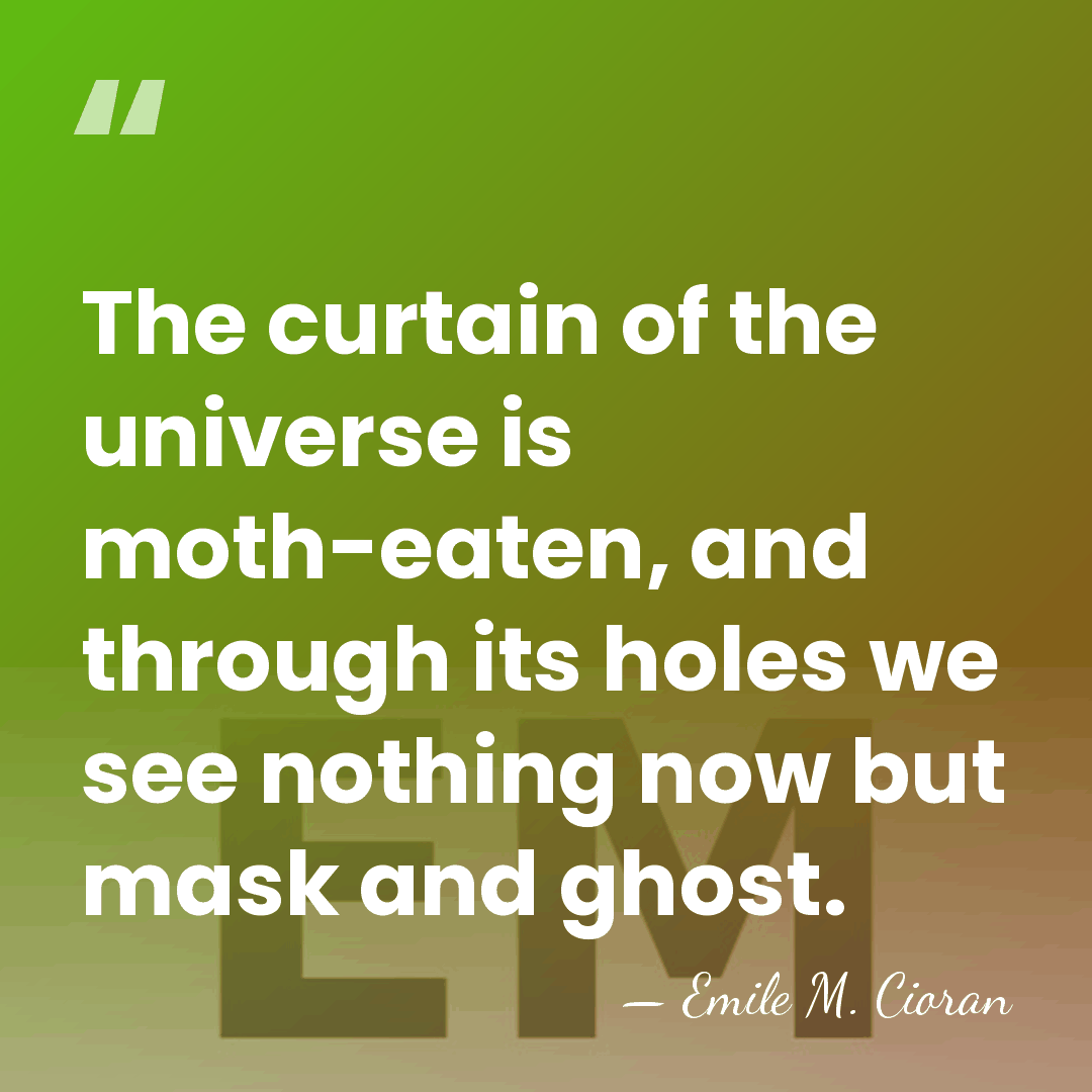 The curtain of the universe is moth-eaten, and through its holes we&hellip; - Emile M. Cioran