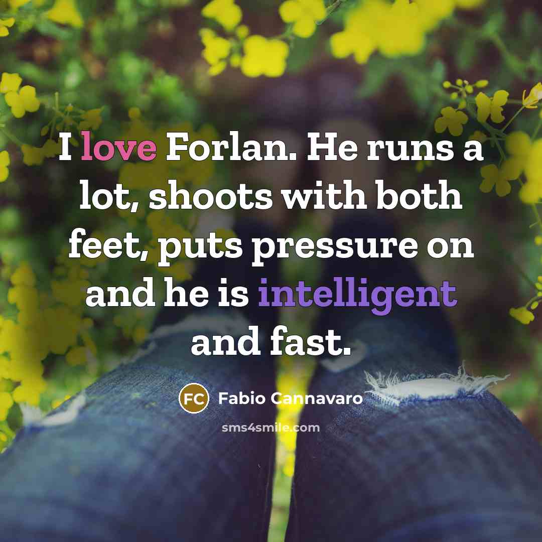 “I love Forlan. He runs a lot, shoots with both…” quote by Fabio Cannavaro